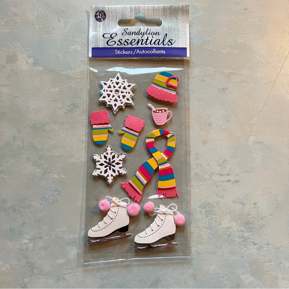 NWT VTG Sandylion Essentials Winter Skating Dimensional Sticker Set